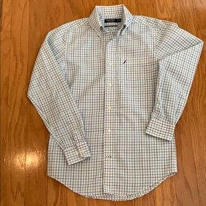 Nautica Tailored fit striped green and blue shirt